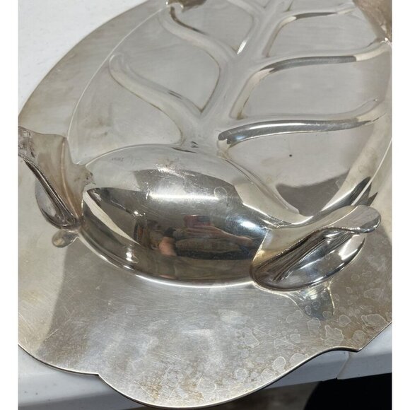 Antique Silver Meat Platter with "Tree Of Life" Silverplate Footed Serving Tray - Picture 12 of 14
